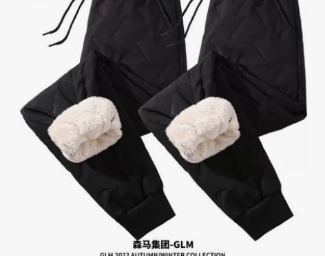 森马集团品牌GLM加绒加厚羊羔绒裤子男女保...