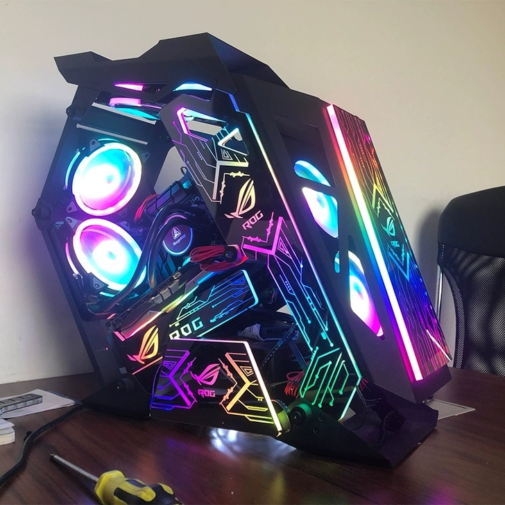 玩嘉小咖电竞游戏水冷钢化玻璃侧板网吧网咖电...