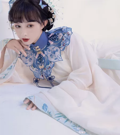 （已预留）出七月夕 蓝卉汉服云肩 仅云肩 ...