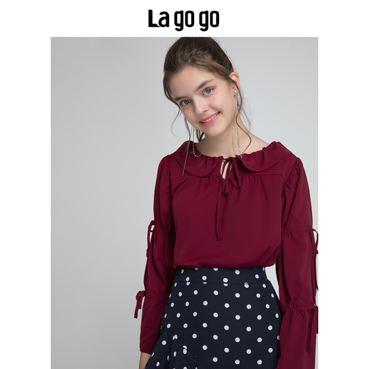 Lagogo/拉谷谷 蕾丝雪纺衫，全新未穿...