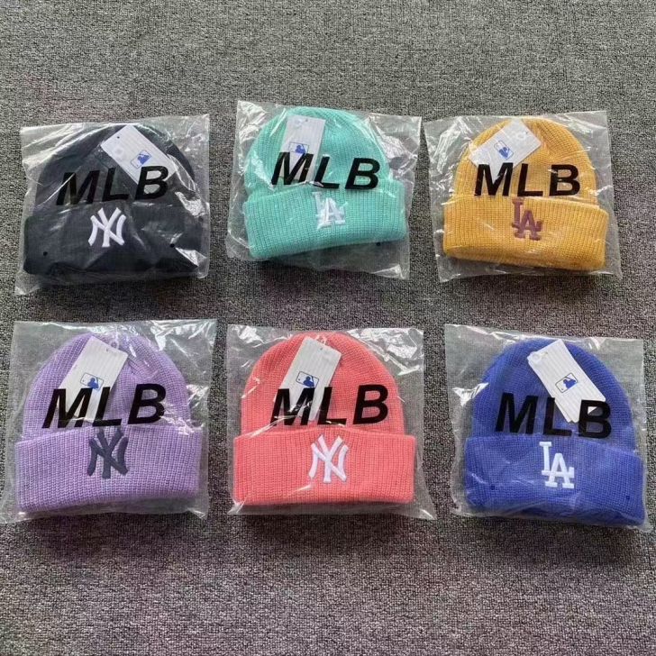 MLB毛线帽子针织帽NY冬季保暖百搭男女情...