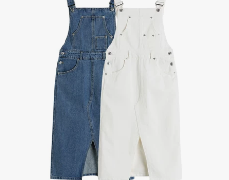 ?连衣裙2021秋装新款铆钉学生牛仔背带裙...