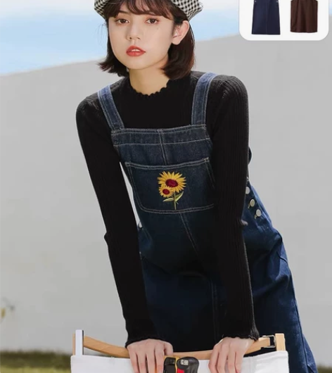 复古牛仔背带裙女chic韩版2022年秋装...