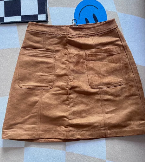 绒面棕色A字裙秋冬款old navy 尺码...