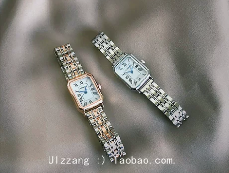 小香风中古vintage蓝针链条手表ins...