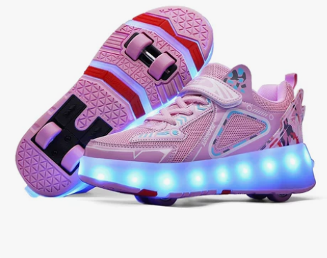 双排轮滑鞋带轮子的鞋暴走鞋可拆卸走路旱冰鞋...