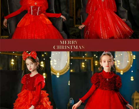 圣诞毛衣连衣裙女童宝宝红色公主裙新年裙子圣...
