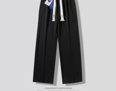 NASA简约直筒西裤子男女垂感宽松拖地卫裤...