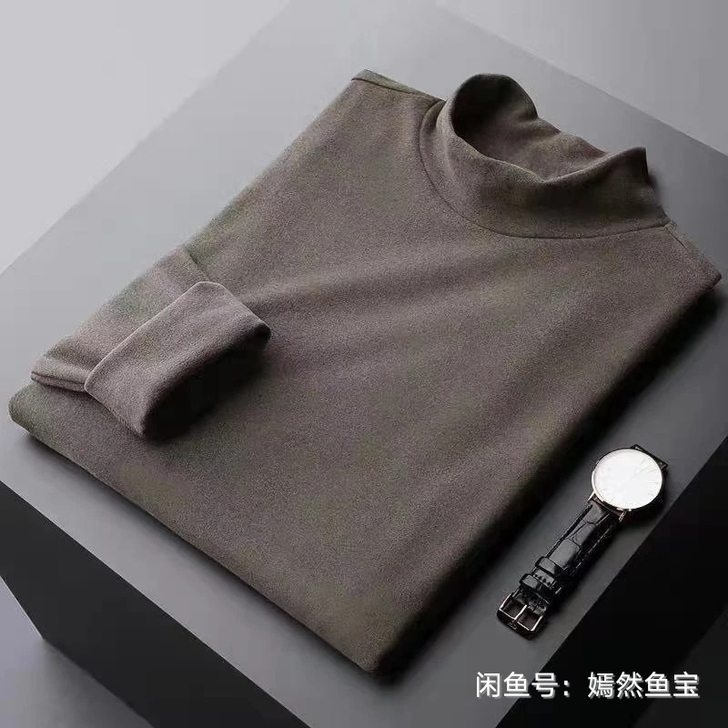 男士德容半高领打底衫秋冬自发热双面绒保暖衣...
