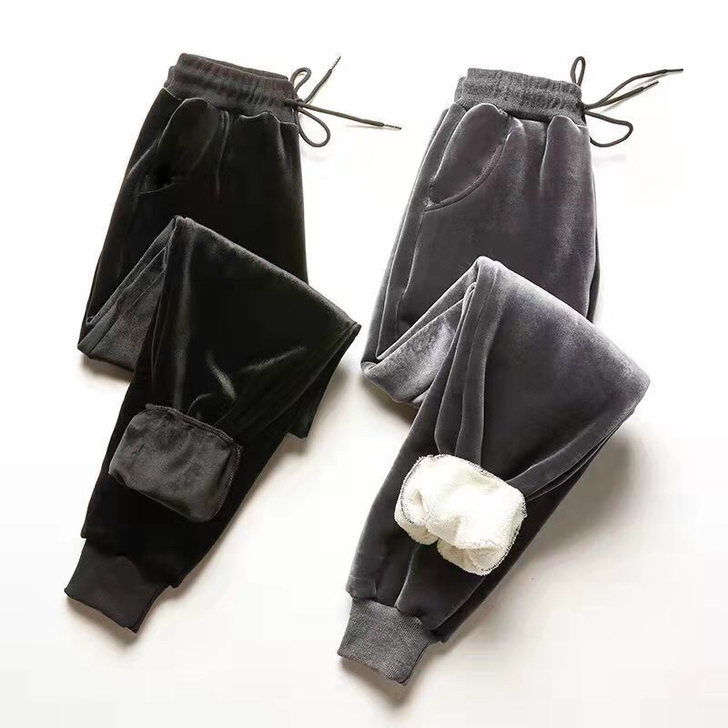 加绒加厚丝绒金丝绒加绒裤运动裤休闲裤女