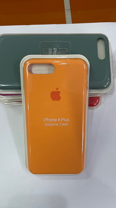 苹果8plus、橙色，官方液态硅胶手机壳，...