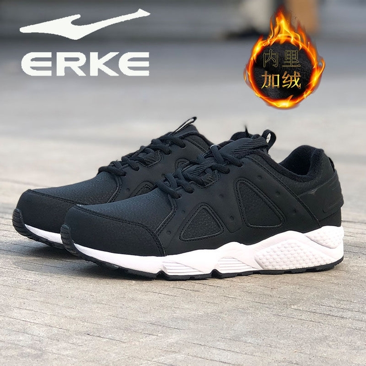 全新正品鸿星尔克加绒加厚女皮面冬季防水跑步...