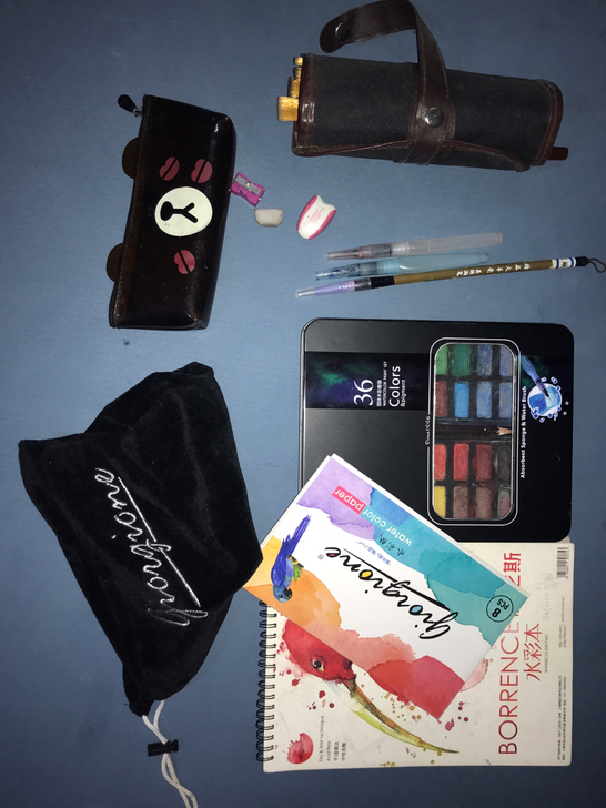 水彩素描套装送笔袋橡皮削铅笔刀 素描套装：...