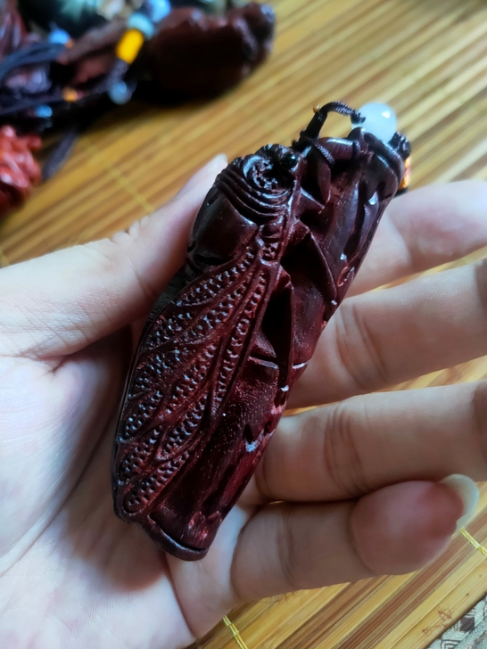 非洲小叶紫檀一鸣惊人手把件节节高升蝉知了手...