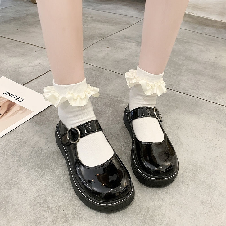 jk日系小皮鞋单鞋女2021春季新款一字搭...