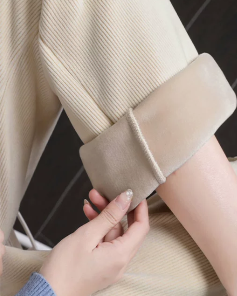 加绒加厚阔腿裤女秋冬高腰垂感雪尼尔拖地长裤