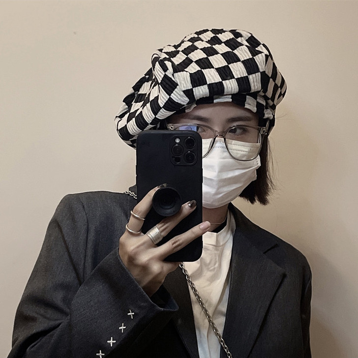 棋盘格贝雷帽