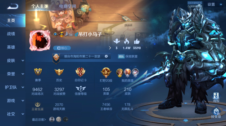 极品王者号210个皮肤 五级铭文全满 差1...