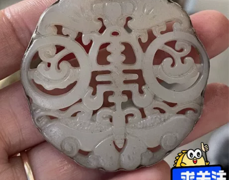 古玉老玉,镶银玉石吊坠做旧玉佩牌子古玩捡漏...