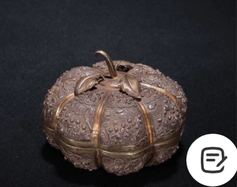 自家珍藏清代-老纯银鎏金盖盒 规格: 高6...