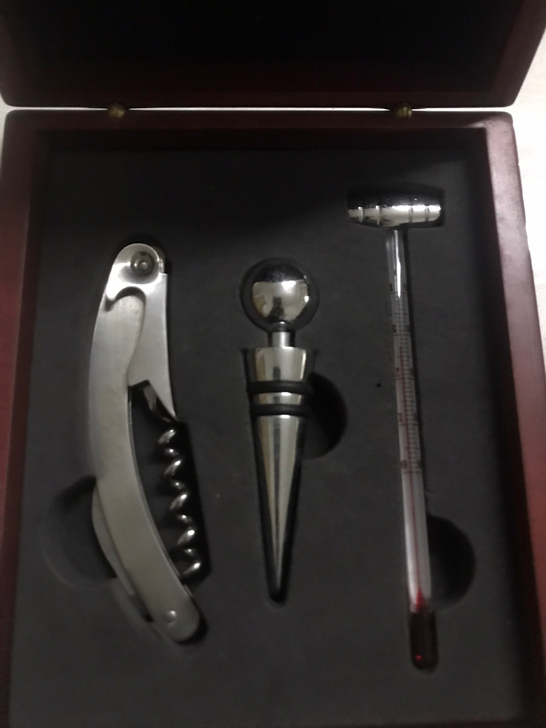 长方盒不锈钢海马刀红酒开瓶器3件套装,葡萄...