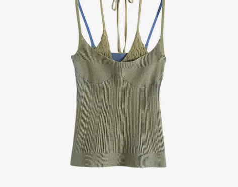 小众网红风街头简约性感内外撞色紧身百搭针织...