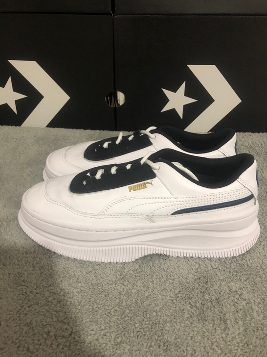 正品全新彪马Puma 白黑金标女子厚底增高...