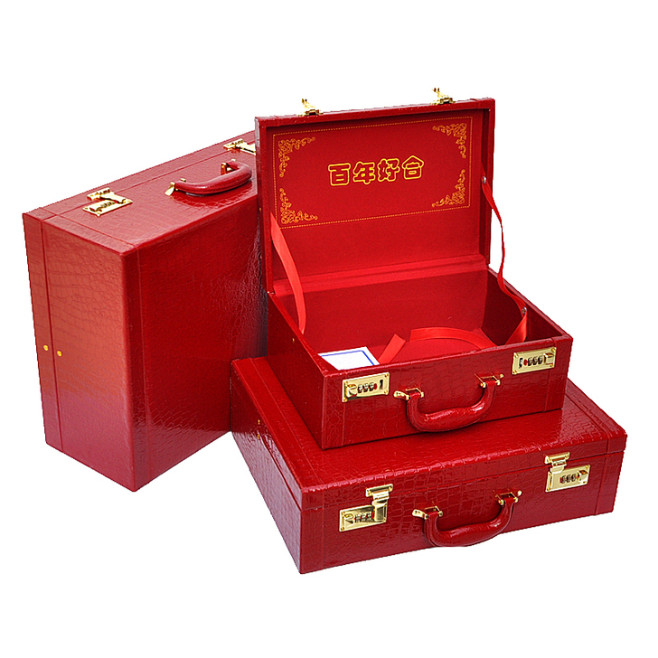 陪嫁箱结婚箱子红箱子红色皮箱礼金箱嫁妆箱婚...