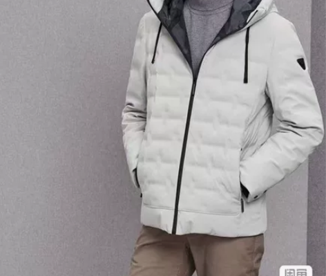 海剪标撤柜冬季厚款男士灰色连帽羽绒服 尺码...