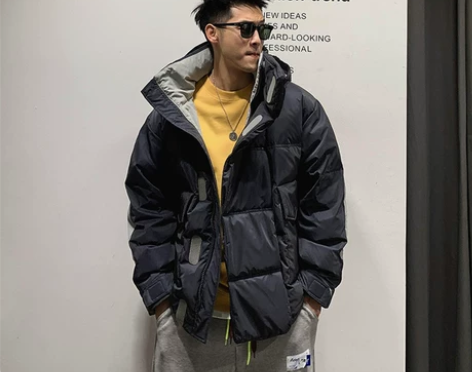 徐太浪保暖连帽羽绒服男防风领魔术贴冬季外套...