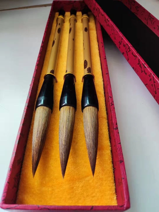 全新 纯狼毫毛笔单支带礼盒28元, 三支带...