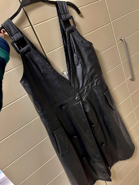 皮质背带裙 皮裙 皮质背心裙