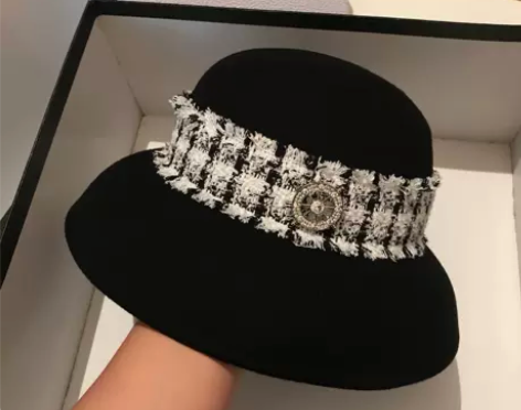 法式黑色毛呢帽子圆顶羊毛礼帽女秋冬英伦名媛...