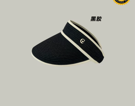 日系简约大檐黑胶空顶帽子女夏季韩版出游遮阳...