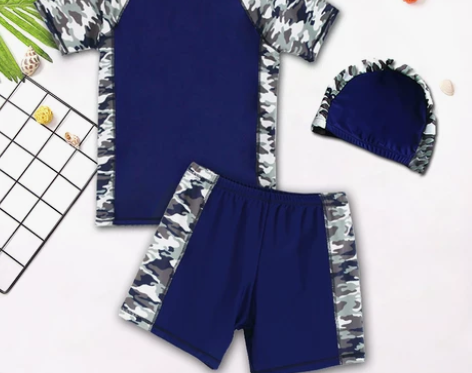 儿童泳衣男孩分体中大童青少年加大码男童套装...