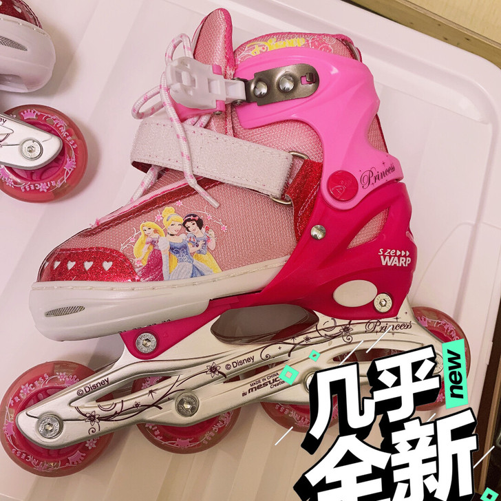 迪士尼溜冰鞋儿童全套装中大童女旱冰滑冰专业...