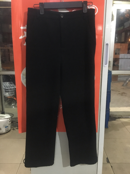 韩版女士黑色毛呢直筒休闲裤m码冬