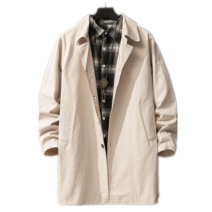 实拍秋冬潮牌ins男士中长款风衣外套男韩版...