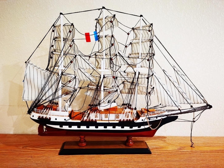 欧洲小店购入好质量珍藏品木制帆船工艺船大号