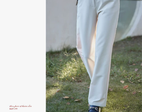 ?ORWhite 奶杏色直筒显瘦西装裤设计...