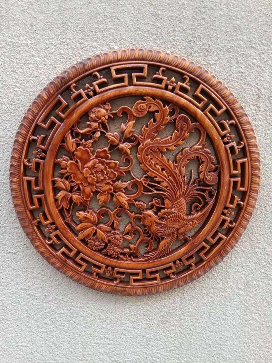 木雕挂件香樟木头雕刻画古韵福顺中式客厅艺术...