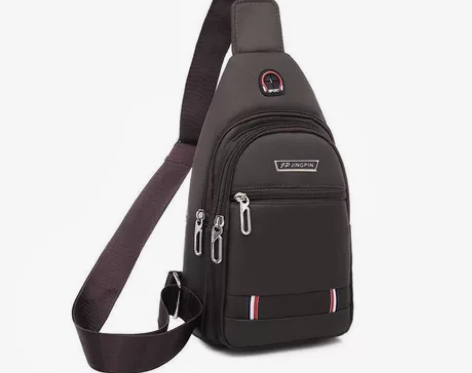 胸包男士单肩斜挎包防水牛津布胸前潮牌运动休...