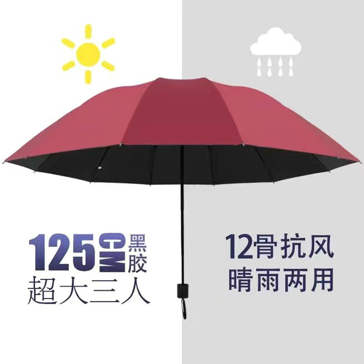 十二骨抗风暴伞超大号折叠男女商务雨伞三人晴...