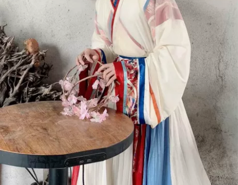 羽月司衣局原创汉服【锦卿】撞色印花魏晋襦国...