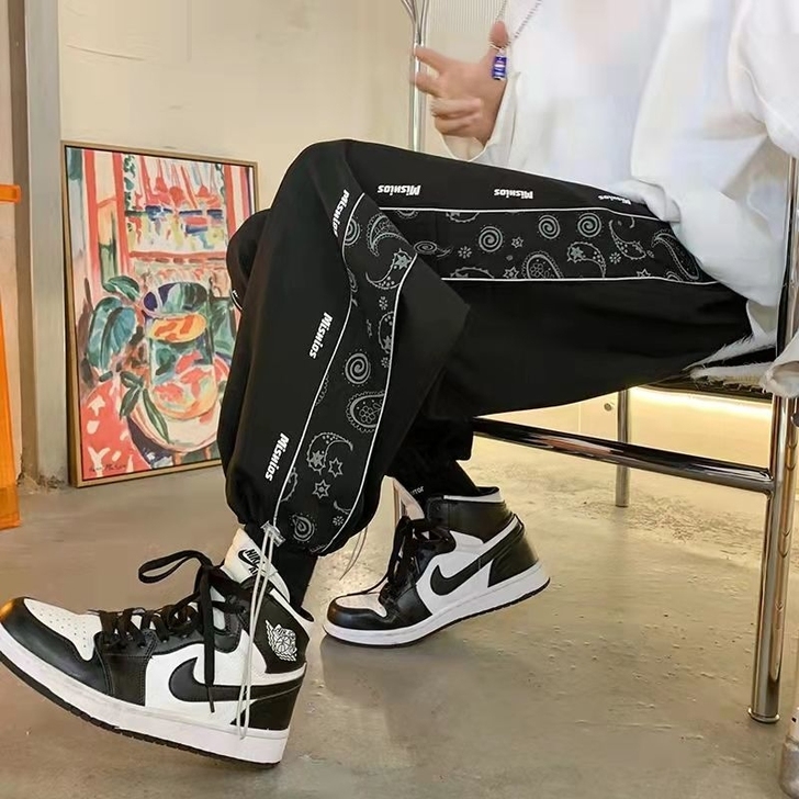 炸街裤子男直筒哈伦裤痞帅休闲长裤春秋宽松n...