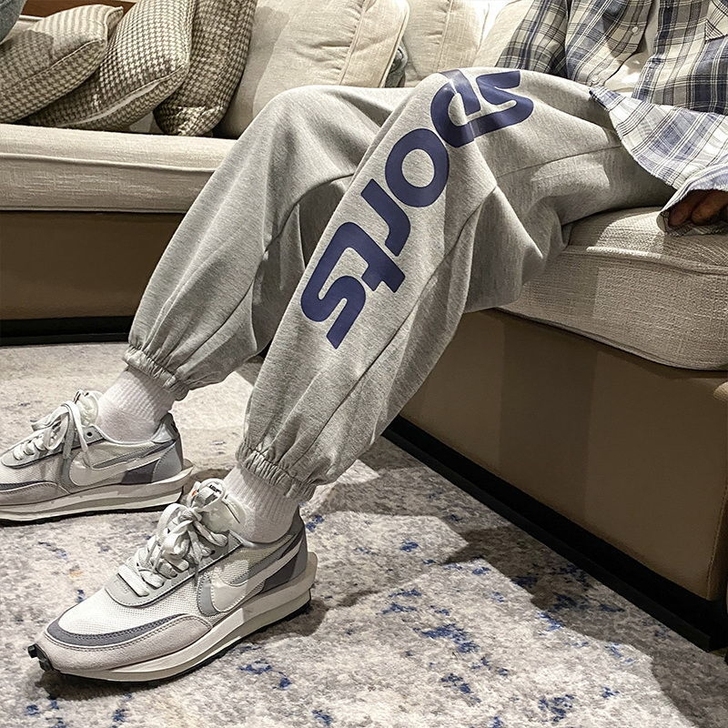 灰色卫裤新款2021爆款宽松裤子男高街痞帅...