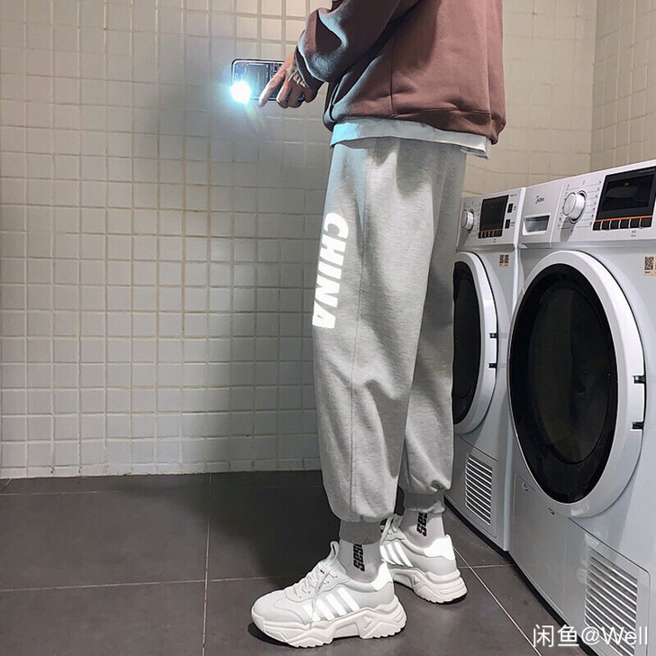 秋季韩版潮流男百搭 裤子男宽松直筒休闲裤阔...