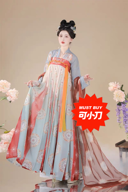 玉术【霓裳】原创汉服女齐胸襦裙唐制复原印花...