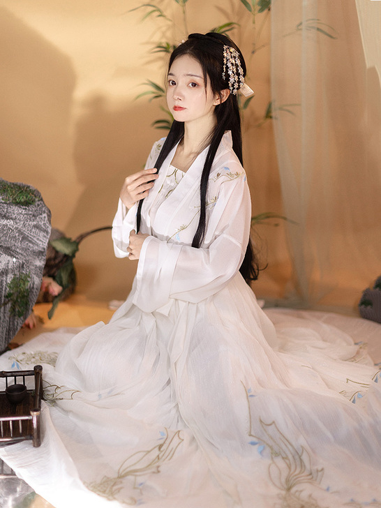 桔屿原创琵琶行汉服女中国风对襟齐腰襦裙重工...