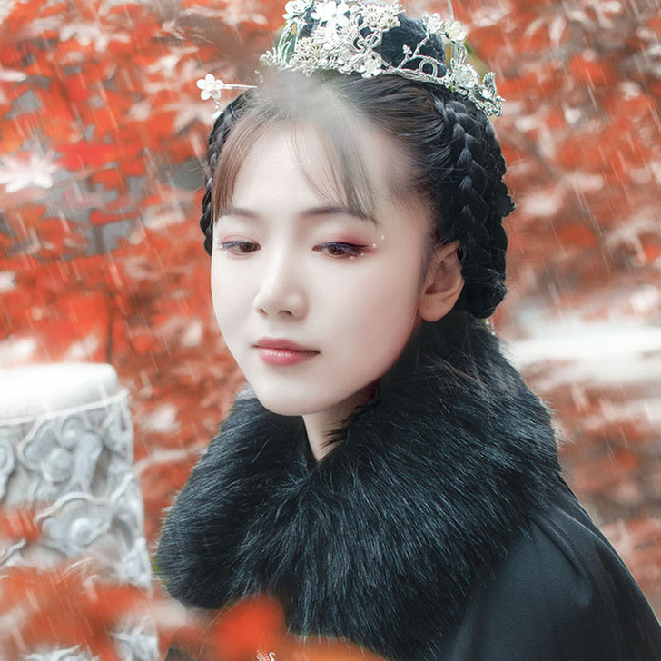 如梦霓裳汉服毛领斗篷配饰长毛仿狐狸毛秋冬季...